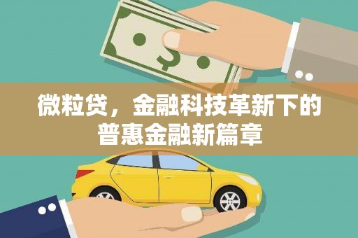 钦北微粒贷，金融科技革新下的普惠金融新篇章