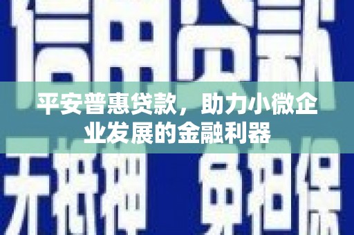 钦北平安普惠贷款，助力小微企业发展的金融利器