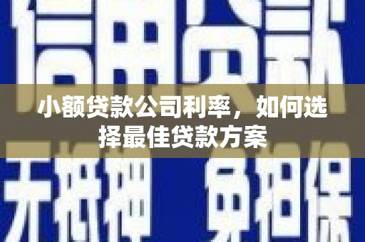 钦北小额贷款公司利率，如何选择最佳贷款方案