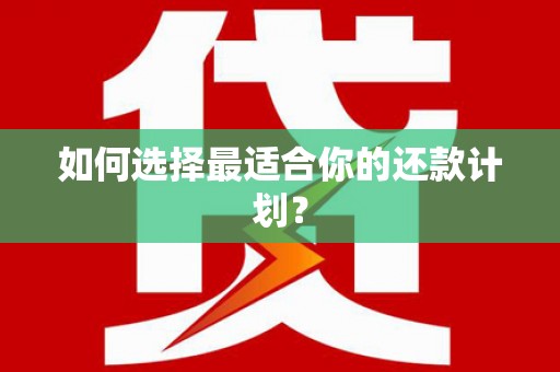 钦北如何选择最适合你的还款计划？