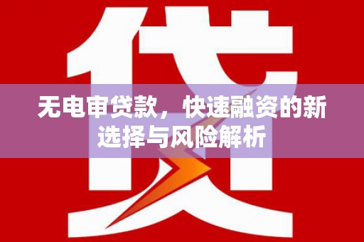 钦北无电审贷款，快速融资的新选择与风险解析