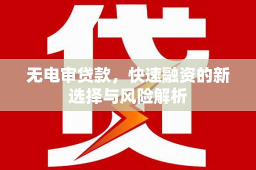 钦北无电审贷款，快速融资的新选择与风险解析
