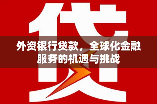 钦北外资银行贷款，全球化金融服务的机遇与挑战