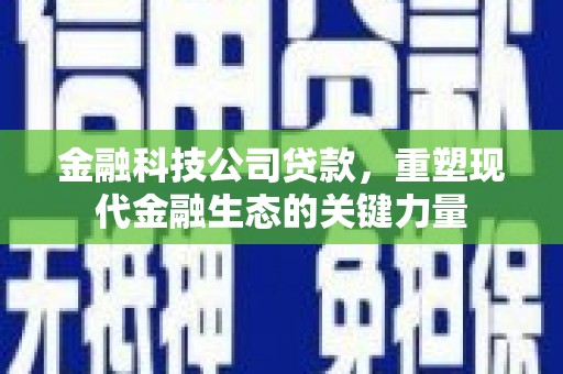钦北金融科技公司贷款，重塑现代金融生态的关键力量