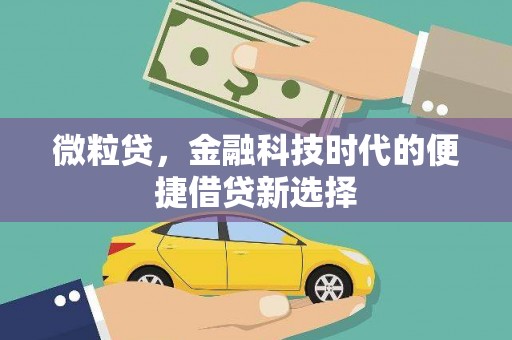 钦北微粒贷，金融科技时代的便捷借贷新选择