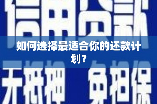 钦北如何选择最适合你的还款计划？